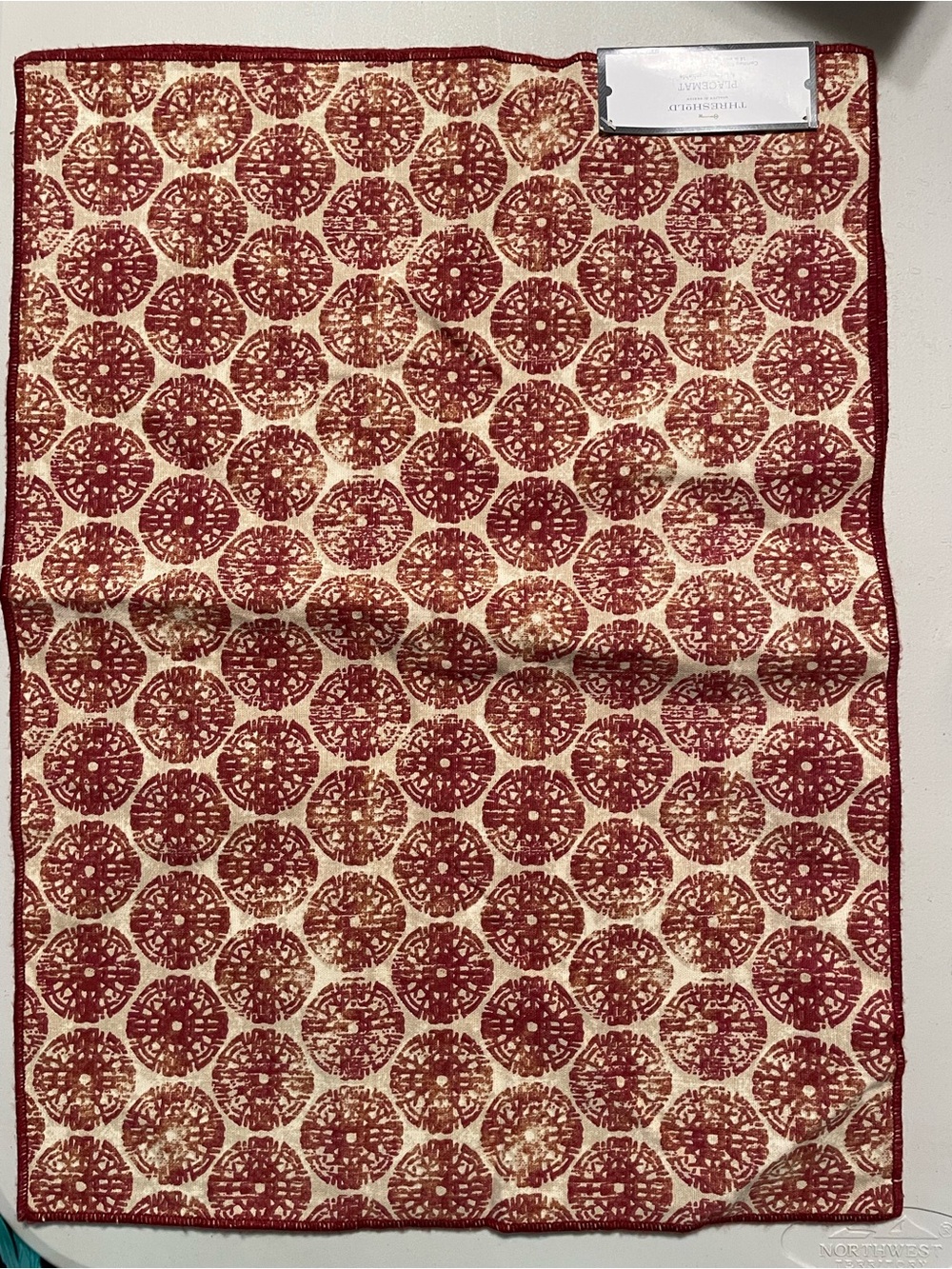 Red and Cream Threshold 14”x19” placemats X2 New